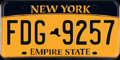 NY license plate FDG9257