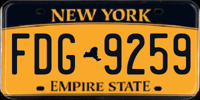 NY license plate FDG9259