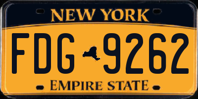 NY license plate FDG9262