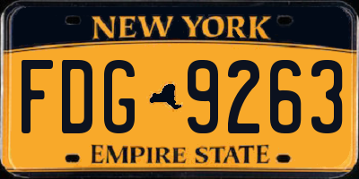 NY license plate FDG9263