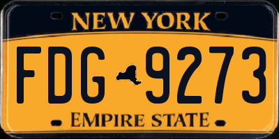 NY license plate FDG9273