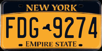 NY license plate FDG9274