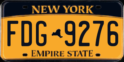NY license plate FDG9276