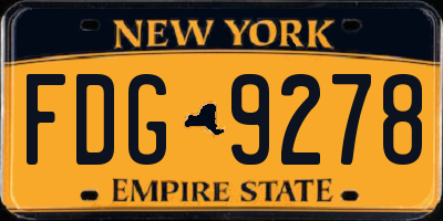 NY license plate FDG9278