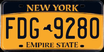 NY license plate FDG9280
