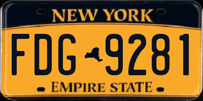 NY license plate FDG9281