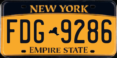 NY license plate FDG9286