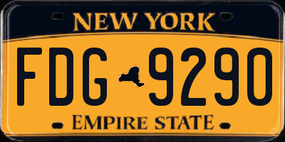 NY license plate FDG9290