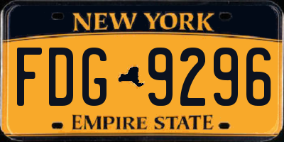 NY license plate FDG9296