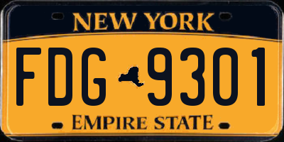 NY license plate FDG9301