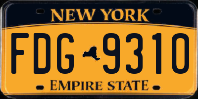 NY license plate FDG9310