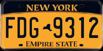 NY license plate FDG9312