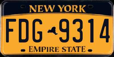 NY license plate FDG9314
