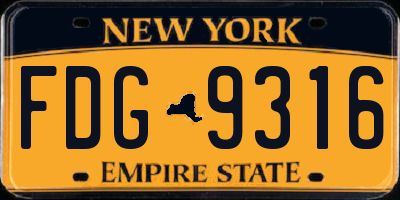 NY license plate FDG9316