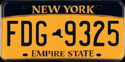 NY license plate FDG9325