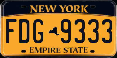 NY license plate FDG9333