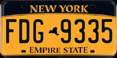 NY license plate FDG9335