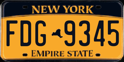 NY license plate FDG9345