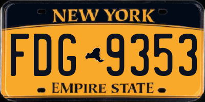 NY license plate FDG9353