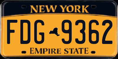 NY license plate FDG9362
