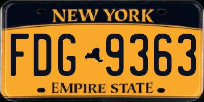 NY license plate FDG9363