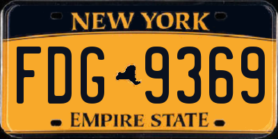 NY license plate FDG9369