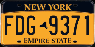 NY license plate FDG9371