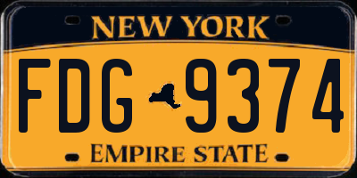 NY license plate FDG9374