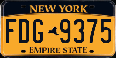 NY license plate FDG9375