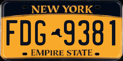 NY license plate FDG9381