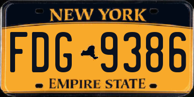NY license plate FDG9386