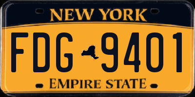 NY license plate FDG9401