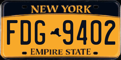 NY license plate FDG9402