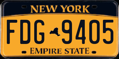 NY license plate FDG9405