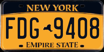 NY license plate FDG9408