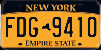 NY license plate FDG9410