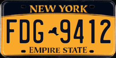 NY license plate FDG9412