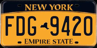 NY license plate FDG9420