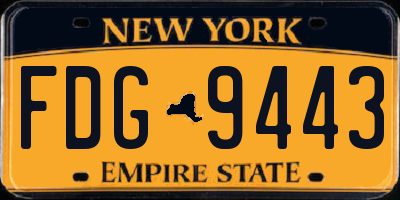 NY license plate FDG9443
