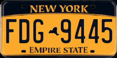 NY license plate FDG9445