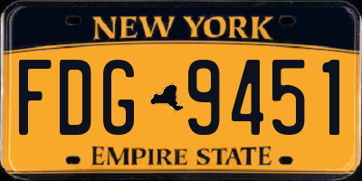 NY license plate FDG9451