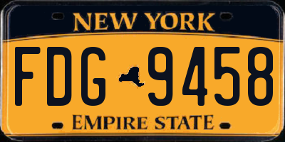 NY license plate FDG9458