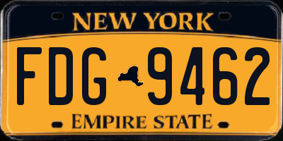 NY license plate FDG9462
