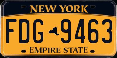 NY license plate FDG9463