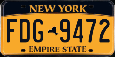 NY license plate FDG9472