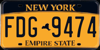 NY license plate FDG9474