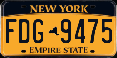 NY license plate FDG9475