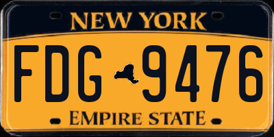 NY license plate FDG9476