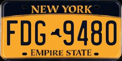 NY license plate FDG9480