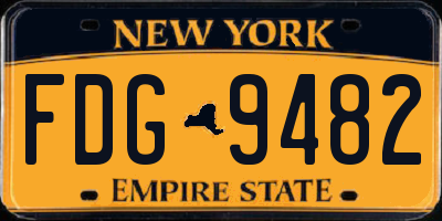 NY license plate FDG9482